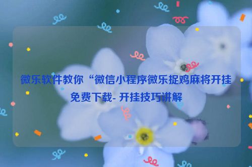 微乐软件教你“微信小程序微乐捉鸡麻将开挂免费下载- 开挂技巧讲解