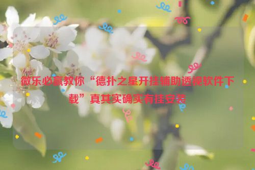 微乐必赢教你“德扑之星开挂辅助透视软件下载”真其实确实有挂安装