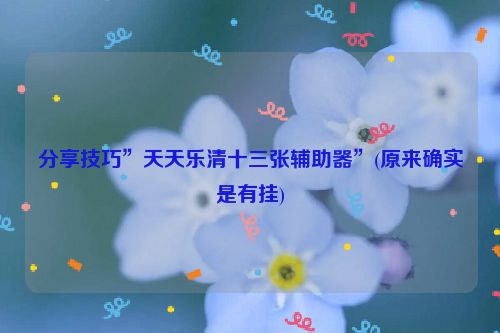 分享技巧”天天乐清十三张辅助器”(原来确实是有挂)