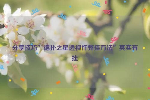分享技巧”德扑之星透视作弊挂方法”其实有挂