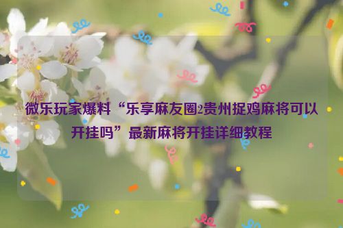 微乐玩家爆料“乐享麻友圈2贵州捉鸡麻将可以开挂吗”最新麻将开挂详细教程