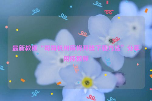 最新教程“哥哥杭州麻将开挂下载方法”分享用挂教程