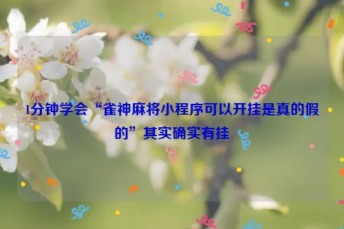 1分钟学会“雀神麻将小程序可以开挂是真的假的”其实确实有挂
