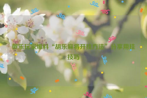 微乐玩家爆料“胡乐麻将开挂方法”分享用挂技巧