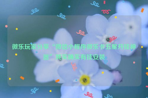 微乐玩家分享“微信小程序微乐卡五星开挂神器”其实确实有挂安装