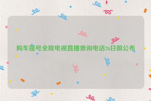 购车摇号全程电视直播查询电话26日前公布