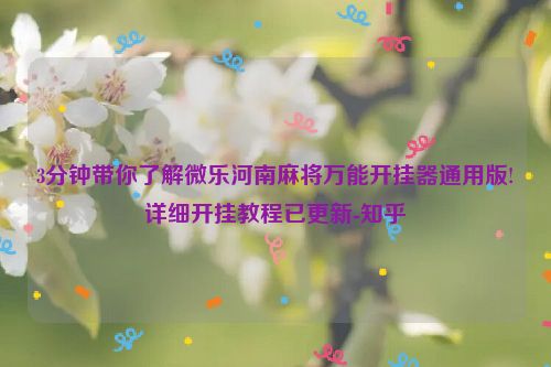 3分钟带你了解微乐河南麻将万能开挂器通用版!详细开挂教程已更新-知乎