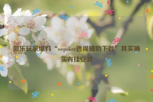 微乐玩家爆料“wepoker透视辅助下载”其实确实有挂安装