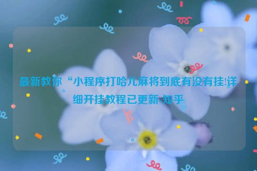 最新教你“小程序打哈儿麻将到底有没有挂!详细开挂教程已更新-知乎