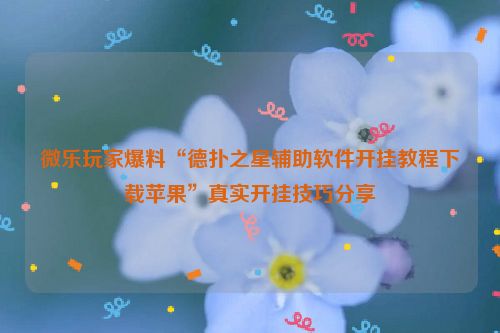 微乐玩家爆料“德扑之星辅助软件开挂教程下载苹果”真实开挂技巧分享