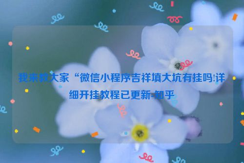 我来教大家“微信小程序吉祥填大坑有挂吗!详细开挂教程已更新-知乎