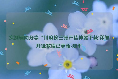 实测辅助分享“川麻换三张开挂神器下载!详细开挂教程已更新-知乎