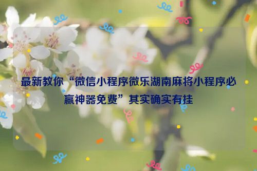 最新教你“微信小程序微乐湖南麻将小程序必赢神器免费”其实确实有挂