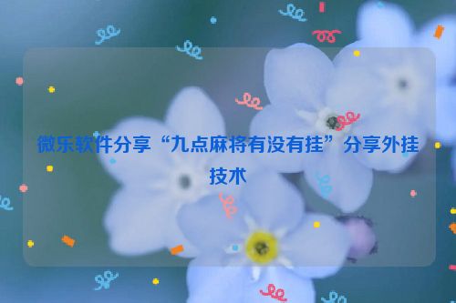微乐软件分享“九点麻将有没有挂”分享外挂技术