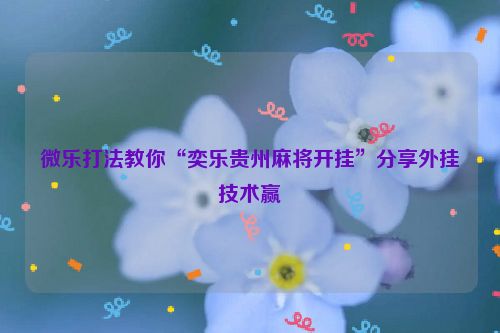微乐打法教你“奕乐贵州麻将开挂”分享外挂技术赢