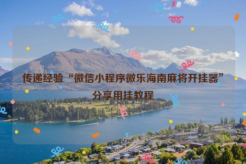 传递经验“微信小程序微乐海南麻将开挂器”分享用挂教程