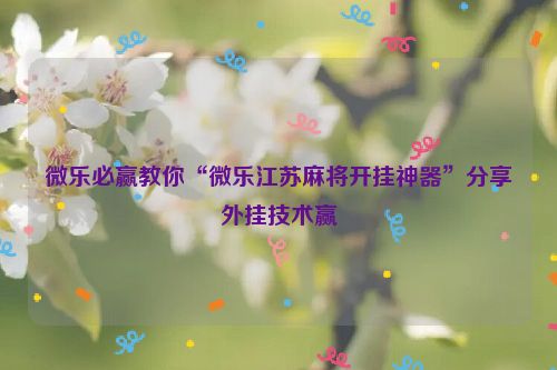 微乐必赢教你“微乐江苏麻将开挂神器”分享外挂技术赢