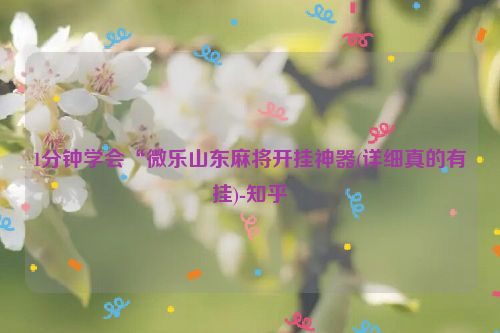 1分钟学会“微乐山东麻将开挂神器(详细真的有挂)-知乎