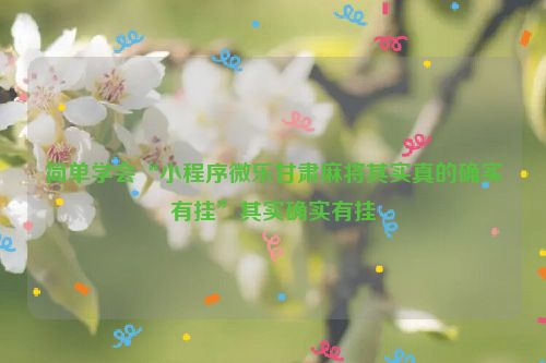 简单学会“小程序微乐甘肃麻将其实真的确实有挂”其实确实有挂