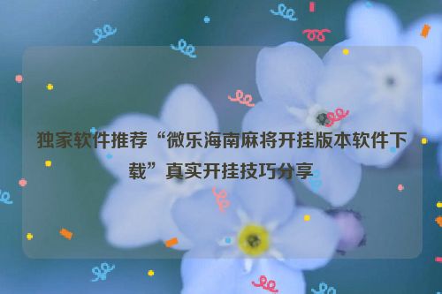 独家软件推荐“微乐海南麻将开挂版本软件下载”真实开挂技巧分享