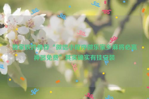 独家软件推荐“微信小程序微乐家乡麻将必赢神器免费”其实确实有挂安装