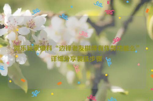 微乐玩家爆料“边锋老友棋牌有作弊功能么”详细分享装挂步骤