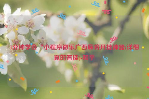 1分钟学会“小程序微乐广西麻将开挂神器(详细真的有挂)-知乎