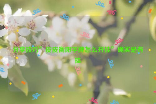 分享技巧”皮皮衡阳字牌怎么开挂”确实是有挂