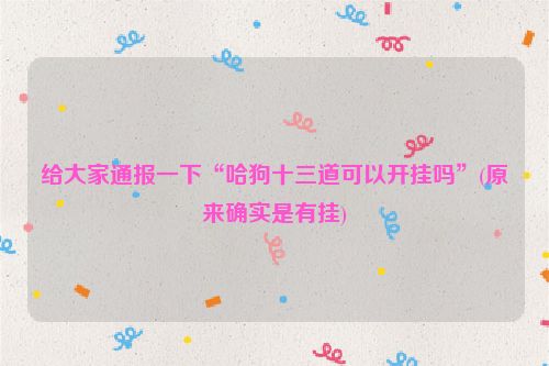 给大家通报一下“哈狗十三道可以开挂吗”(原来确实是有挂)