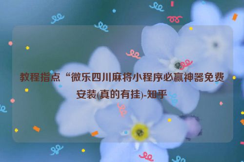 教程指点“微乐四川麻将小程序必赢神器免费安装(真的有挂)-知乎
