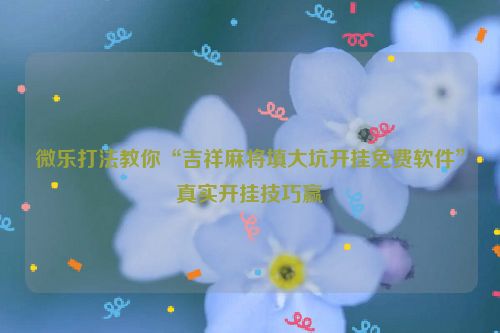 微乐打法教你“吉祥麻将填大坑开挂免费软件”真实开挂技巧赢