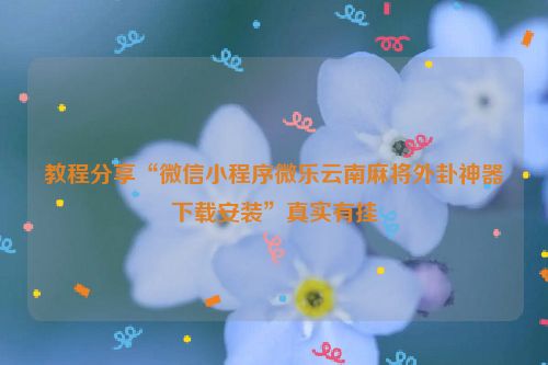 教程分享“微信小程序微乐云南麻将外卦神器下载安装”真实有挂