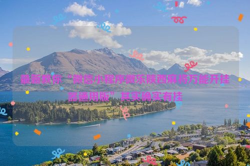 最新教你“微信小程序微乐陕西麻将万能开挂器通用版”其实确实有挂