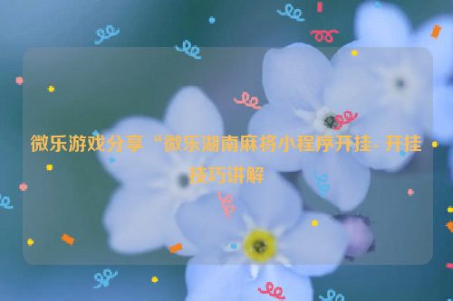 微乐游戏分享“微乐湖南麻将小程序开挂- 开挂技巧讲解