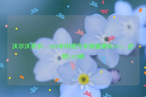沃尔沃表示，2023年印度汽车销量增长31%，达到2,423辆