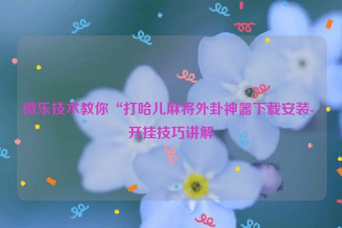 微乐技术教你“打哈儿麻将外卦神器下载安装- 开挂技巧讲解