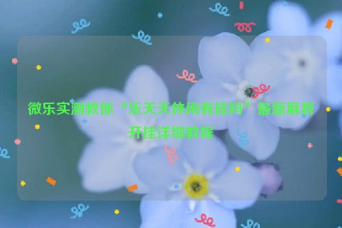 微乐实测教你“乐天天休闲有挂吗”最新麻将开挂详细教程