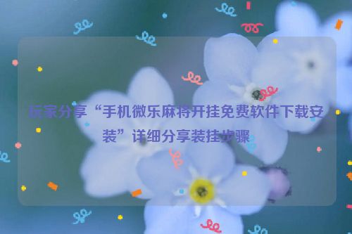 玩家分享“手机微乐麻将开挂免费软件下载安装”详细分享装挂步骤