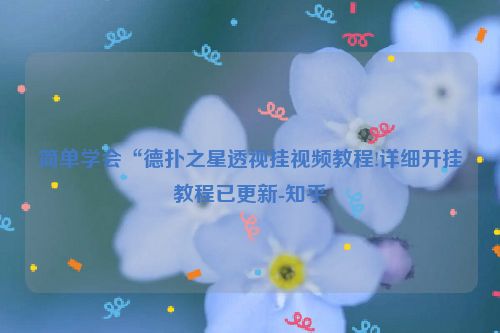 简单学会“德扑之星透视挂视频教程!详细开挂教程已更新-知乎