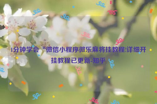 1分钟学会“微信小程序微乐麻将挂教程!详细开挂教程已更新-知乎