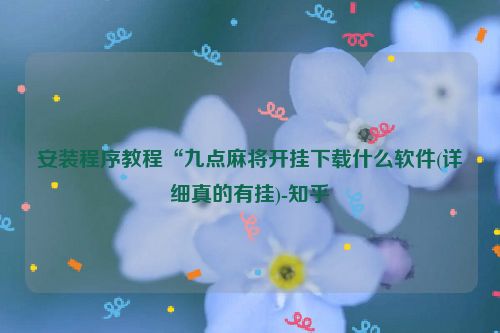 安装程序教程“九点麻将开挂下载什么软件(详细真的有挂)-知乎