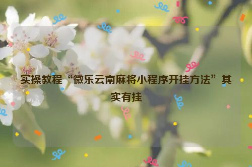 实操教程“微乐云南麻将小程序开挂方法”其实有挂