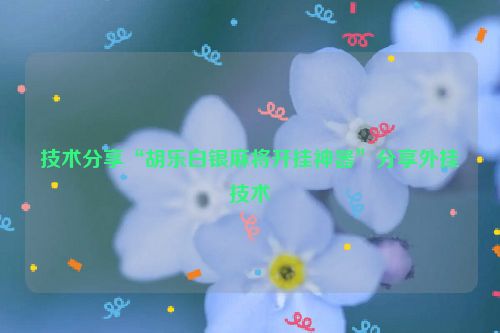 技术分享“胡乐白银麻将开挂神器”分享外挂技术