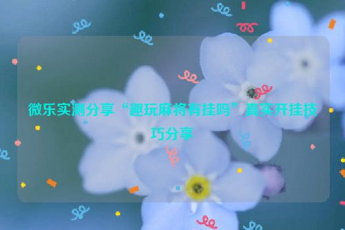 微乐实测分享“趣玩麻将有挂吗”真实开挂技巧分享