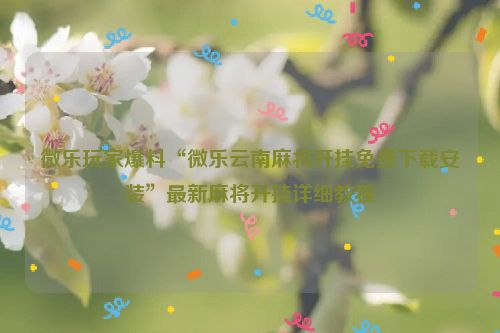 微乐玩家爆料“微乐云南麻将开挂免费下载安装”最新麻将开挂详细教程
