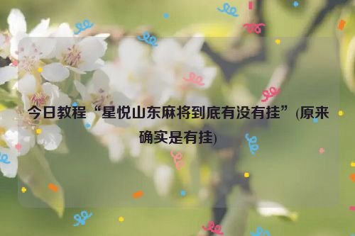 今日教程“星悦山东麻将到底有没有挂”(原来确实是有挂)