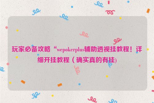 玩家必备攻略“wepokerplus辅助透视挂教程！详细开挂教程（确实真的有挂)