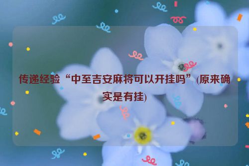 传递经验“中至吉安麻将可以开挂吗”(原来确实是有挂)