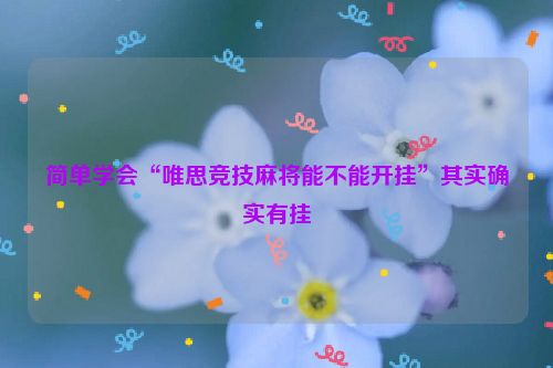 简单学会“唯思竞技麻将能不能开挂”其实确实有挂