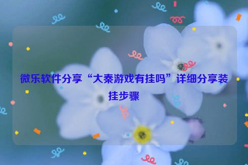 微乐软件分享“大秦游戏有挂吗”详细分享装挂步骤